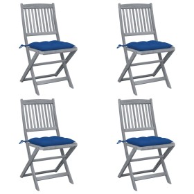 vidaXL Klappbare Gartenstühle 4 Stk. mit Kissen Massivholz Akazie
