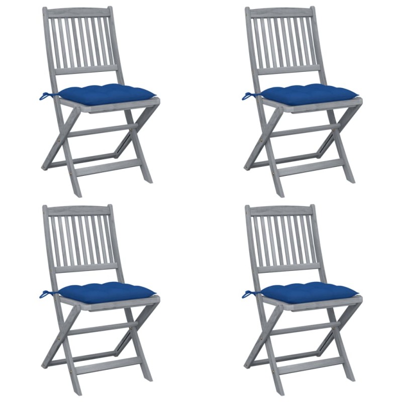 vidaXL Klappbare Gartenstühle 4 Stk. mit Kissen Massivholz Akazie vidaXL Klappbare Gartenstühle 4 Stk. mit Kissen Massivholz Akazie