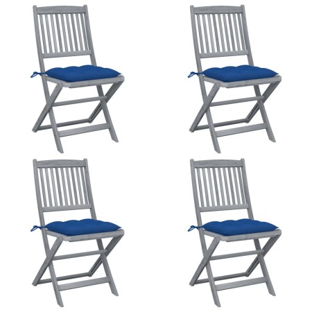 vidaXL Klappbare Gartenstühle 4 Stk. mit Kissen Massivholz Akazie