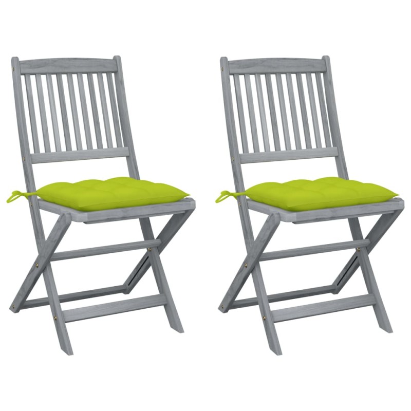 vidaXL Klappbare Gartenstühle 2 Stk. mit Kissen Massivholz Akazie vidaXL Klappbare Gartenstühle 2 Stk. mit Kissen Massivholz Akazie