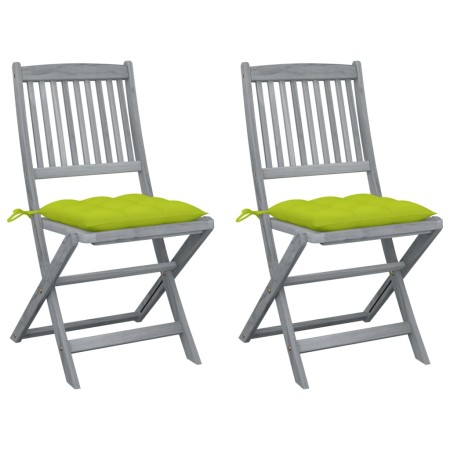 vidaXL Klappbare Gartenstühle 2 Stk. mit Kissen Massivholz Akazie