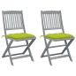 vidaXL Klappbare Gartenstühle 2 Stk. mit Kissen Massivholz Akazie vidaXL Klappbare Gartenstühle 2 Stk. mit Kissen Massivholz Akazie