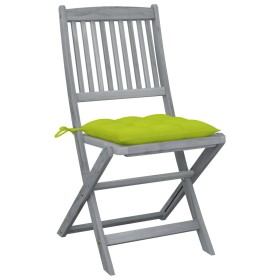 vidaXL Klappbare Gartenstühle 2 Stk. mit Kissen Massivholz Akazie