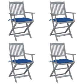 vidaXL Klappbare Gartenstühle 4 Stk. mit Kissen Massivholz Akazie