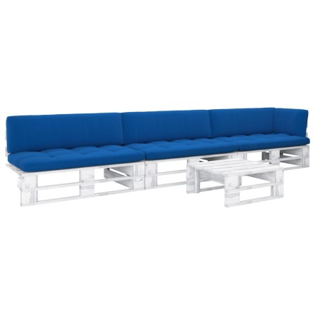 vidaXL 4-tlg. Paletten-Lounge-Set Weiß Imprägniertes Kiefernholz