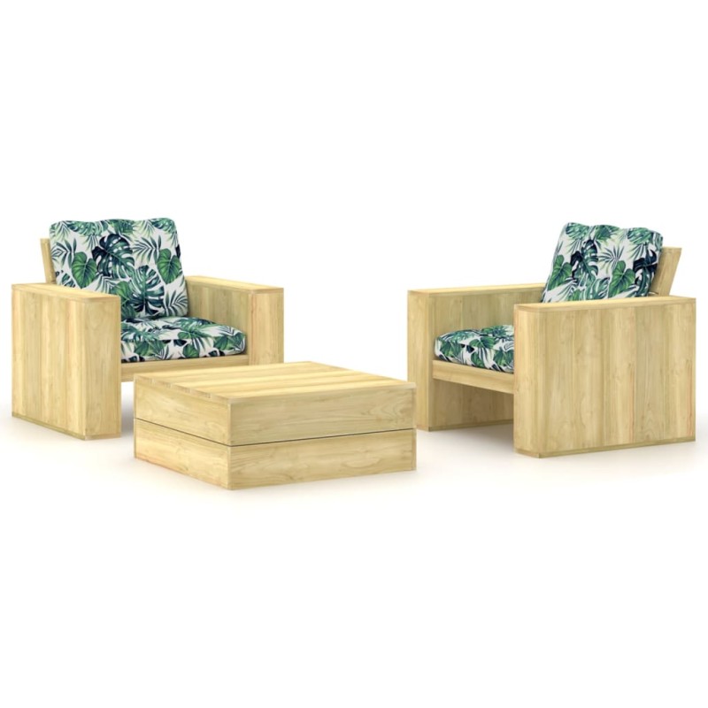 vidaXL 3-tlg. Garten-Lounge-Set mit Kissen Kiefernholz Imprägniert vidaXL 3-tlg. Garten-Lounge-Set mit Kissen Kiefernholz Imprägniert