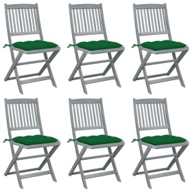 vidaXL Klappbare Gartenstühle 6 Stk. mit Kissen Massivholz Akazie