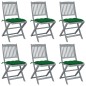vidaXL Klappbare Gartenstühle 6 Stk. mit Kissen Massivholz Akazie vidaXL Klappbare Gartenstühle 6 Stk. mit Kissen Massivholz Akazie