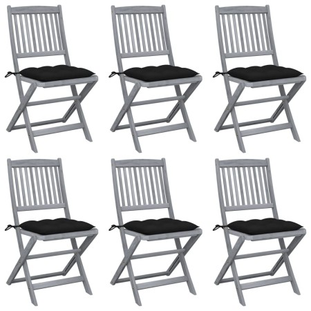 vidaXL Klappbare Gartenstühle 6 Stk. mit Kissen Massivholz Akazie