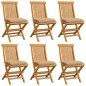 vidaXL Gartenstühle mit Beige Kissen 6 Stk. Massivholz Teak vidaXL Gartenstühle mit Beige Kissen 6 Stk. Massivholz Teak