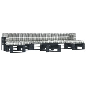 vidaXL 6-tlg. Paletten-Lounge-Set Schwarz Imprägniertes Kiefernholz
