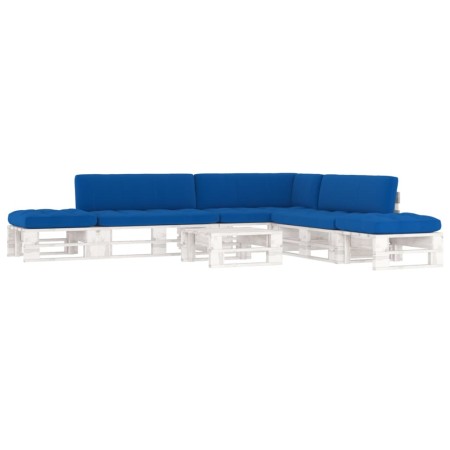 vidaXL 6-tlg. Paletten-Lounge-Set Weiß Imprägniertes Kiefernholz