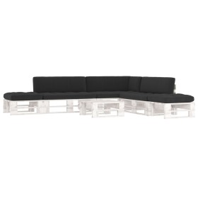 vidaXL 6-tlg. Paletten-Lounge-Set Weiß Imprägniertes Kiefernholz