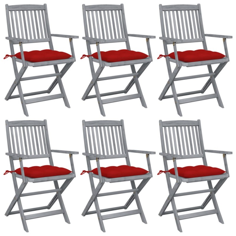 vidaXL Klappbare Gartenstühle 6 Stk. mit Kissen Massivholz Akazie vidaXL Klappbare Gartenstühle 6 Stk. mit Kissen Massivholz Akazie