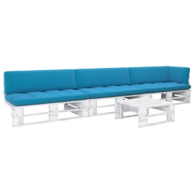 vidaXL 4-tlg. Paletten-Lounge-Set Weiß Imprägniertes Kiefernholz