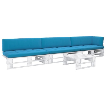 vidaXL 4-tlg. Paletten-Lounge-Set Weiß Imprägniertes Kiefernholz