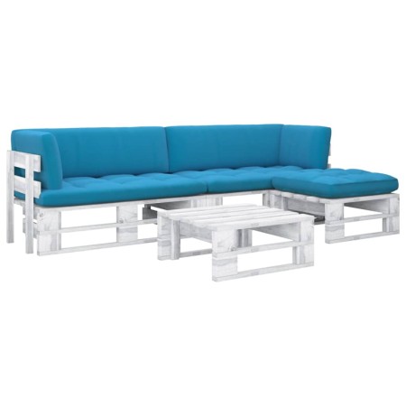 vidaXL 4-tlg. Paletten-Lounge-Set Weiß Imprägniertes Kiefernholz