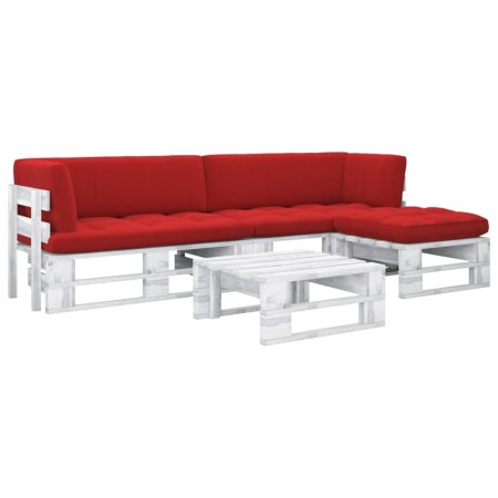 vidaXL 4-tlg. Paletten-Lounge-Set Weiß Imprägniertes Kiefernholz