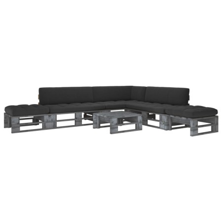 vidaXL 6-tlg. Paletten-Lounge-Set Grau Imprägniertes Kiefernholz