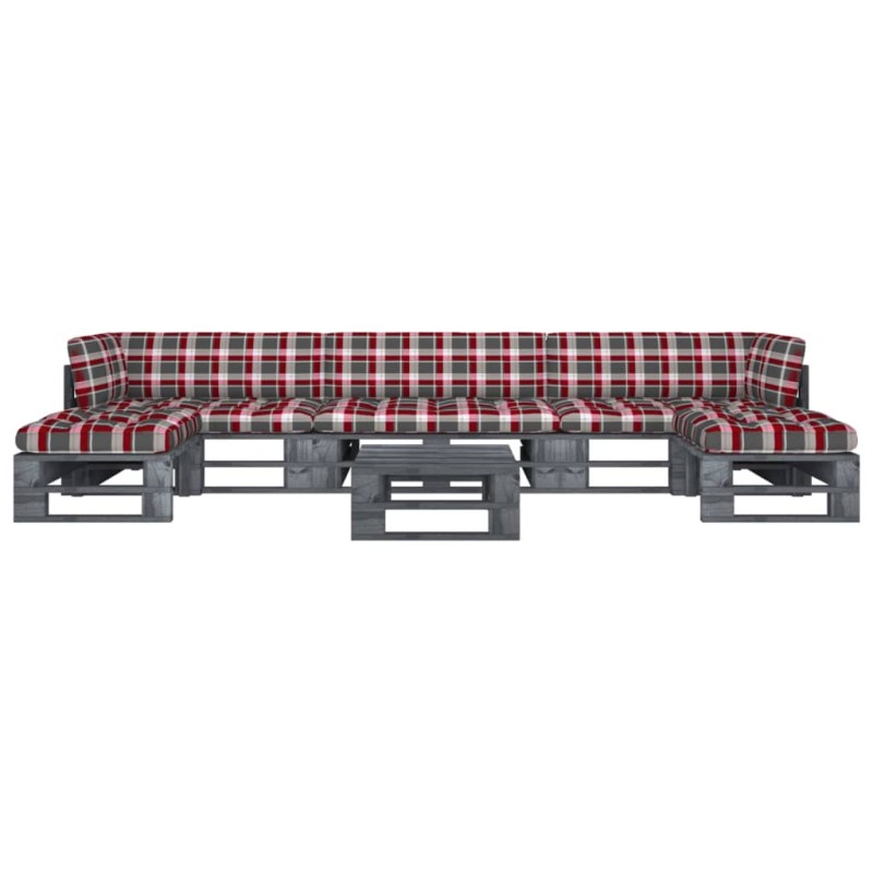 vidaXL 6-tlg. Paletten-Lounge-Set Grau Imprägniertes Kiefernholz vidaXL 6-tlg. Paletten-Lounge-Set Grau Imprägniertes Kiefernholz