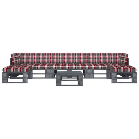 vidaXL 6-tlg. Paletten-Lounge-Set Grau Imprägniertes Kiefernholz