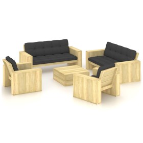 vidaXL 5-tlg. Garten-Lounge-Set mit Kissen Kiefernholz Imprägniert