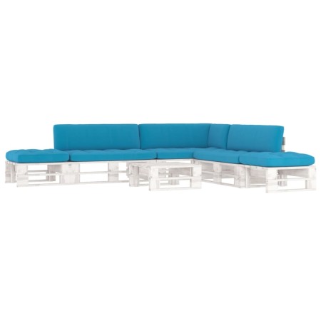 vidaXL 6-tlg. Paletten-Lounge-Set Weiß Imprägniertes Kiefernholz