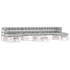 vidaXL 6-tlg. Paletten-Lounge-Set Weiß Imprägniertes Kiefernholz