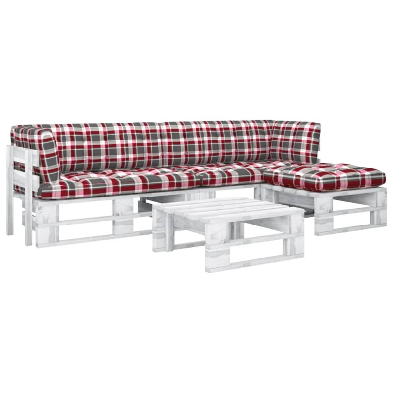 vidaXL 4-tlg. Paletten-Lounge-Set Weiß Imprägniertes Kiefernholz vidaXL 4-tlg. Paletten-Lounge-Set Weiß Imprägniertes Kiefernholz