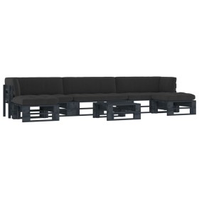 vidaXL 6-tlg. Paletten-Lounge-Set Schwarz Imprägniertes Kiefernholz