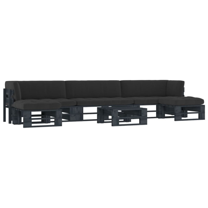 vidaXL 6-tlg. Paletten-Lounge-Set Schwarz Imprägniertes Kiefernholz vidaXL 6-tlg. Paletten-Lounge-Set Schwarz Imprägniertes Kiefernholz