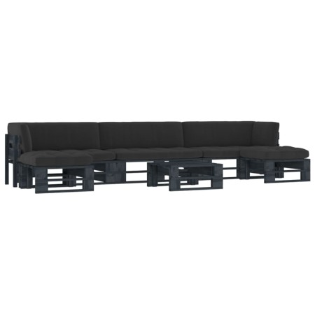 vidaXL 6-tlg. Paletten-Lounge-Set Schwarz Imprägniertes Kiefernholz