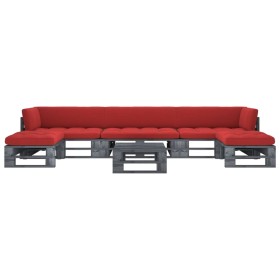 vidaXL 6-tlg. Paletten-Lounge-Set Grau Imprägniertes Kiefernholz