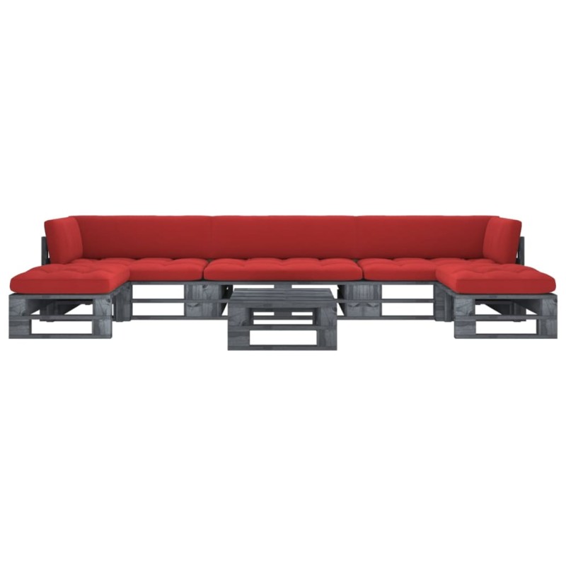 vidaXL 6-tlg. Paletten-Lounge-Set Grau Imprägniertes Kiefernholz vidaXL 6-tlg. Paletten-Lounge-Set Grau Imprägniertes Kiefernholz