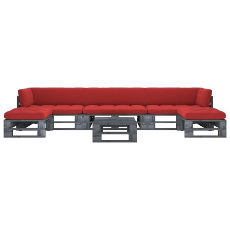 vidaXL 6-tlg. Paletten-Lounge-Set Grau Imprägniertes Kiefernholz