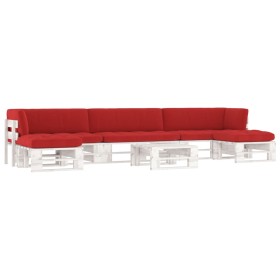 vidaXL 6-tlg. Paletten-Lounge-Set Weiß Imprägniertes Kiefernholz