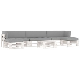 vidaXL 6-tlg. Paletten-Lounge-Set Weiß Imprägniertes Kiefernholz