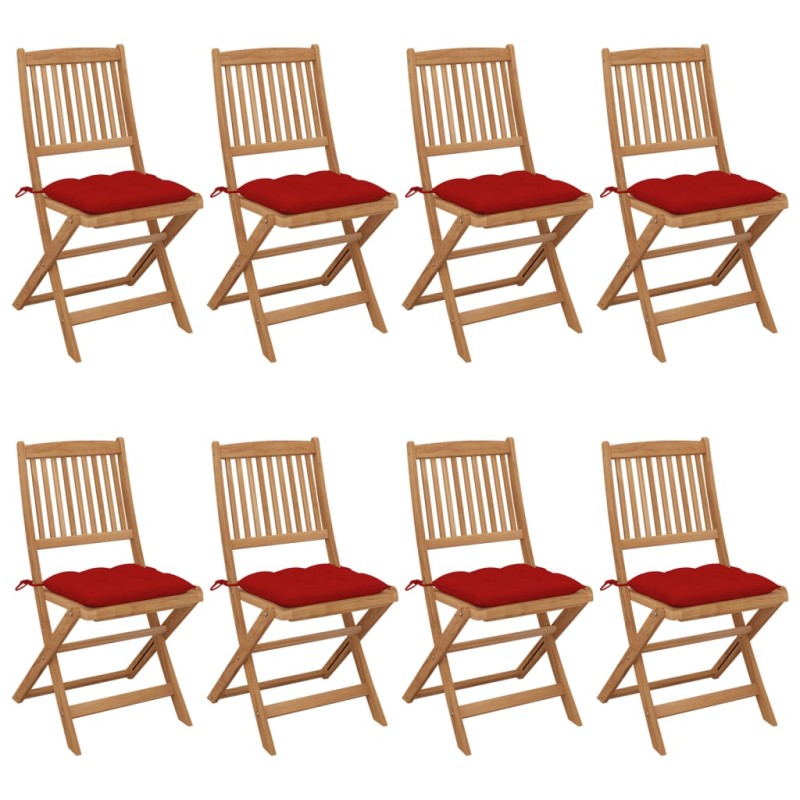vidaXL Klappbare Gartenstühle 8 Stk. mit Kissen Massivholz Akazie vidaXL Klappbare Gartenstühle 8 Stk. mit Kissen Massivholz Akazie