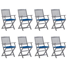 vidaXL Klappbare Gartenstühle 8 Stk. mit Kissen Massivholz Akazie