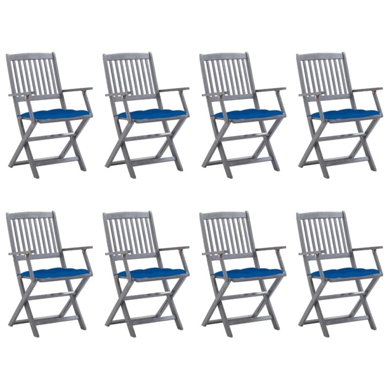 vidaXL Klappbare Gartenstühle 8 Stk. mit Kissen Massivholz Akazie vidaXL Klappbare Gartenstühle 8 Stk. mit Kissen Massivholz Akazie