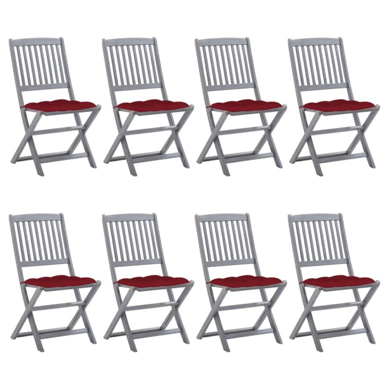 vidaXL Klappbare Gartenstühle 8 Stk. mit Kissen Massivholz Akazie vidaXL Klappbare Gartenstühle 8 Stk. mit Kissen Massivholz Akazie