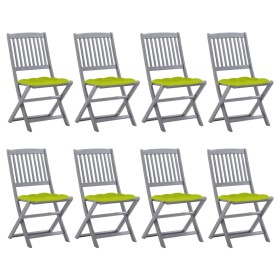 vidaXL Klappbare Gartenstühle 8 Stk. mit Kissen Massivholz Akazie