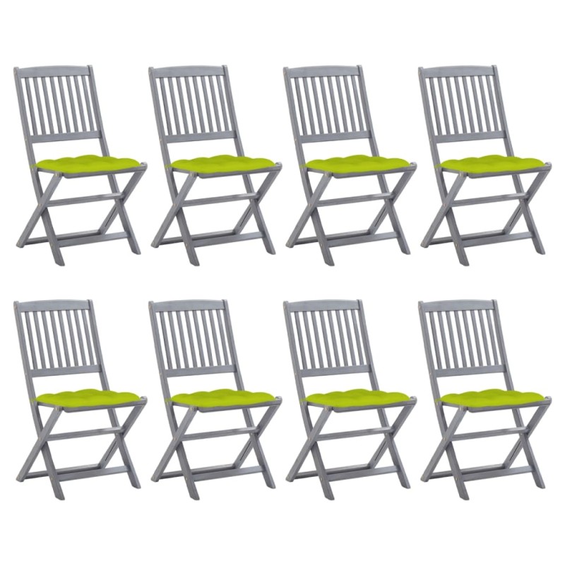 vidaXL Klappbare Gartenstühle 8 Stk. mit Kissen Massivholz Akazie vidaXL Klappbare Gartenstühle 8 Stk. mit Kissen Massivholz Akazie