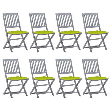 vidaXL Klappbare Gartenstühle 8 Stk. mit Kissen Massivholz Akazie