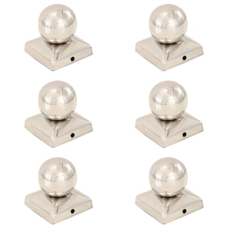 vidaXL Pfostenkappen 6 Stk. Kugelform Edelstahl 71 x 71 mm 