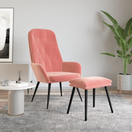 vidaXL Relaxsessel mit Hocker Rosa Samt