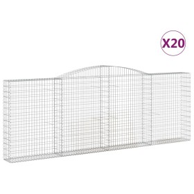 vidaXL Gabionen mit Hochbogen 20Stk. 400x30x140/160cm Verzinktes Eisen