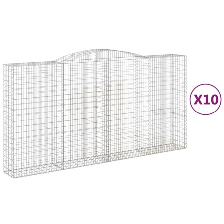 vidaXL Gabionen mit Hochbogen 10Stk. 400x50x200/220cm Verzinktes Eisen