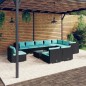 vidaXL 11-tlg. Garten-Lounge-Set mit Kissen Poly Rattan Schwarz vidaXL 11-tlg. Garten-Lounge-Set mit Kissen Poly Rattan Schwarz