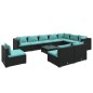 vidaXL 11-tlg. Garten-Lounge-Set mit Kissen Poly Rattan Schwarz vidaXL 11-tlg. Garten-Lounge-Set mit Kissen Poly Rattan Schwarz
